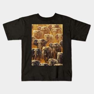 Majestic Herd of Elephants Kids T-Shirt